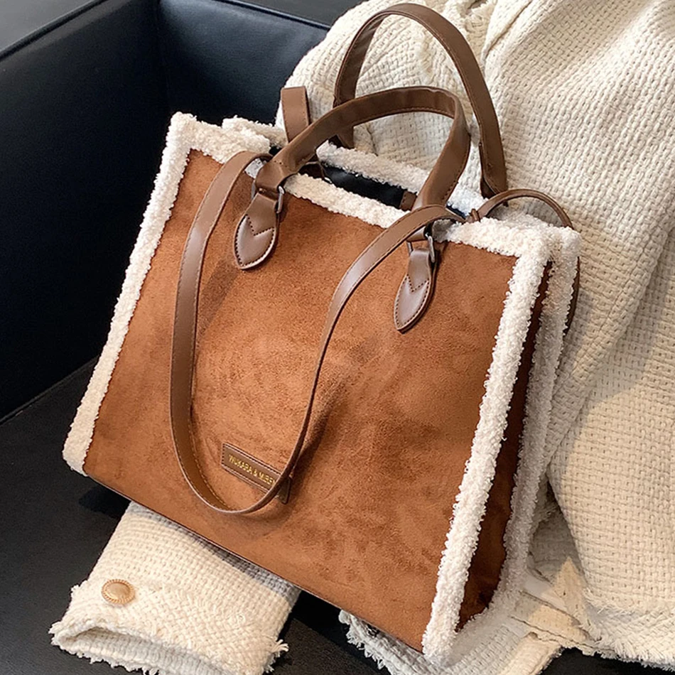 

Зимняя женская кожаная сумка через плечо, сумки для денег и сумочки, роскошная дизайнерская женская сумочка из высококачественного плюша с ...