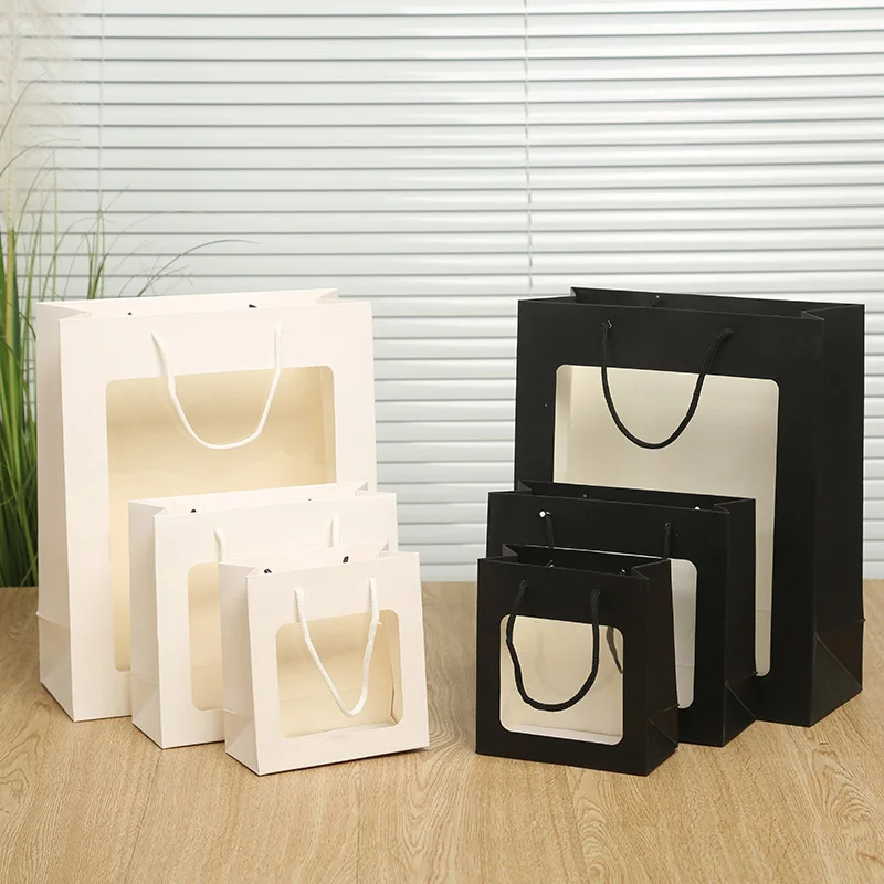 

10pcs Transparent Window Gift Bag for Flowers Dolls and Toys Packaging with Window Gift Bags