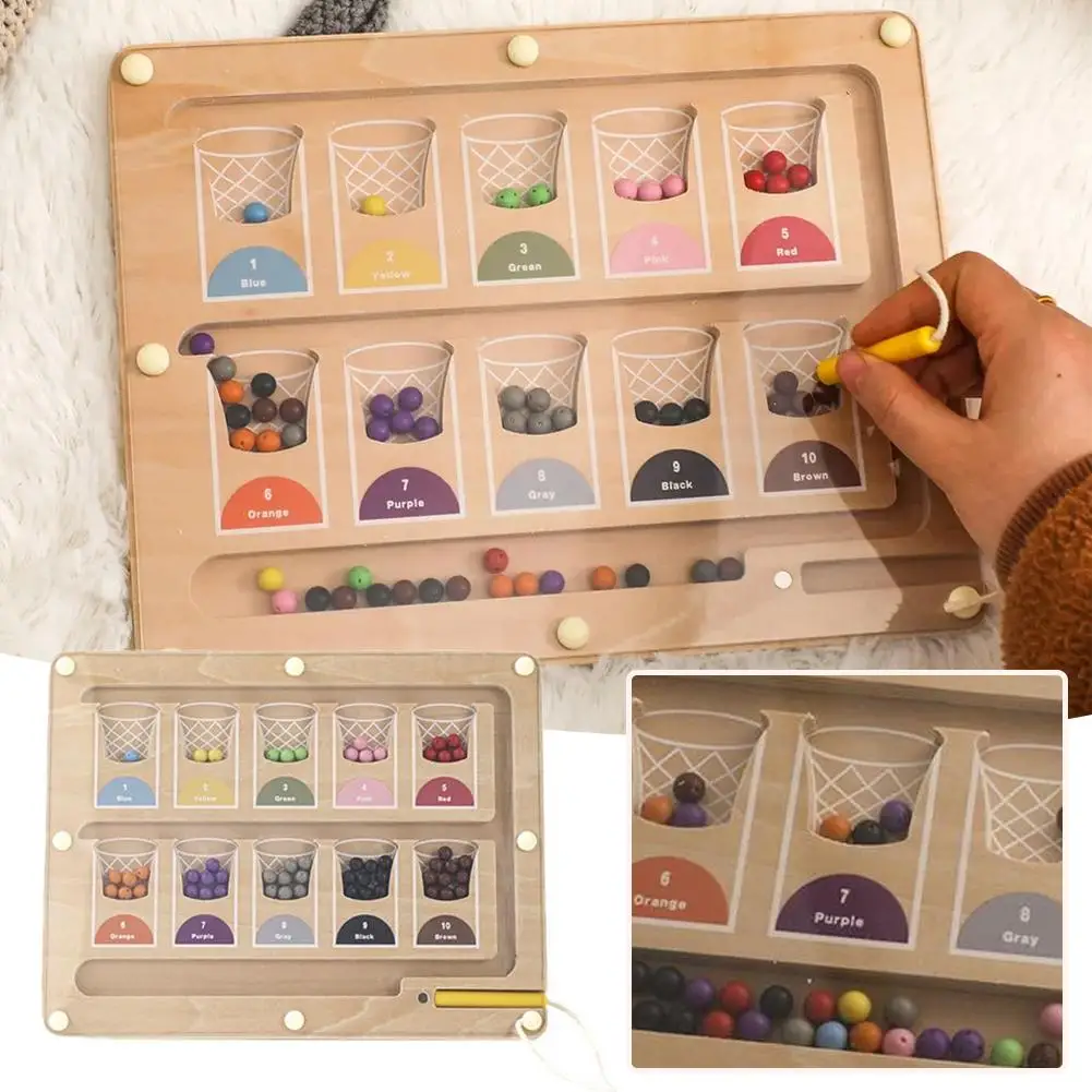 

Magnetic Color Number Maze Montessori Educational Wooden Activities Board Game Toddler Matching Puzzle Counting Magnet Game U6H3