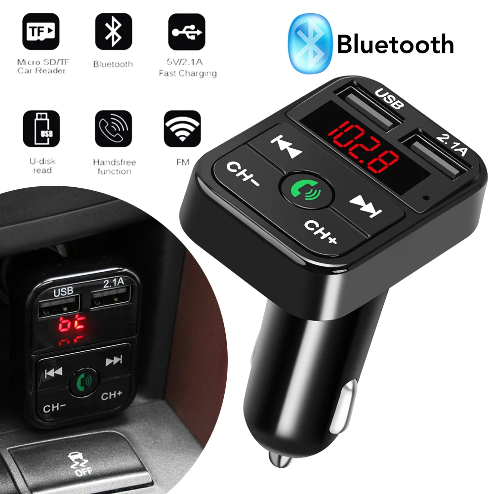 Автомобильный Bluetooth автомобильный комплект MP3 плеер USB 2.1A автомобильное зарядное