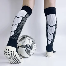 미끄럼 방지 긴 튜브 축구 양말, 무릎 위 줄무늬 축구 양말, 압축 스타킹, 야외 스포츠 체육관 농구 수건