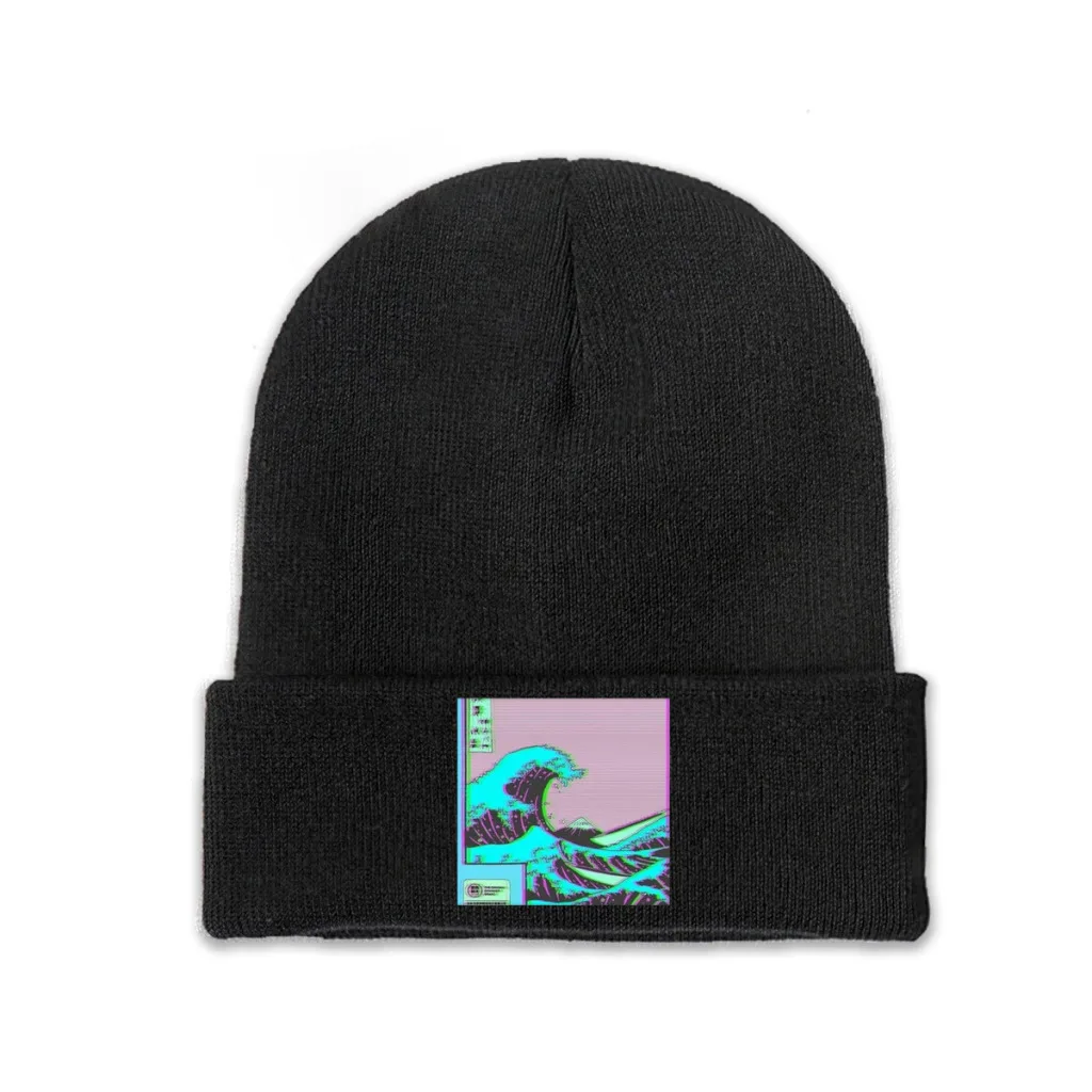 

The Great Wave off Vaporwave Kanagawa Knit Hat Beanies Autumn Winter Hats Warm Unisex New Cap for Men Women Gifts