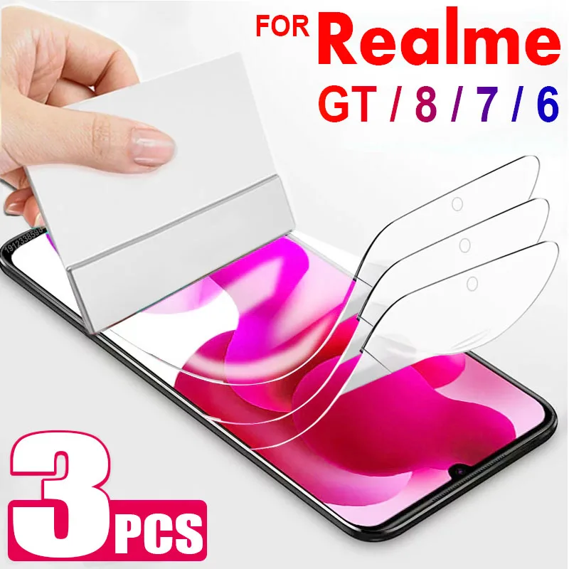 

3PCS Hydrogel Film On the Screen Protector For OPPO Realme 8 7 6 5 X2 Pro Protective Film For Realme GT XT C3 C11 C21 8i Q3 Pro