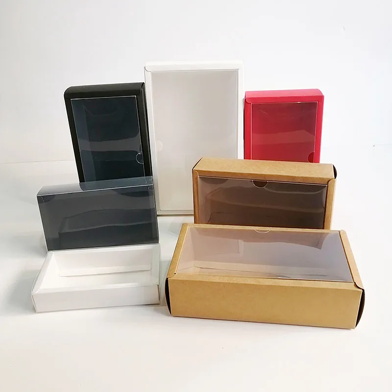 With Transparent Pvc Window Black Cake Boxes Red Wedding Cookie Candy Packaging Boxes