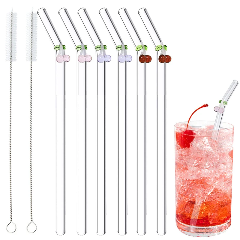 

High Borosilicate Glass Drinking Straws Reusable Bar Tool for Coffee Mug Tea Beer Cocktail Smoothies Juices Cherry Home Party