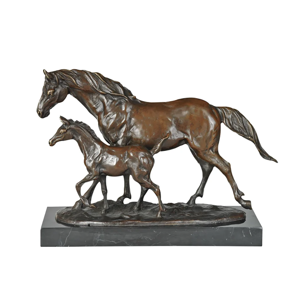 

Bronze Sculpture Mother and Son Horses Mare and pony Statues Handmade Animal Art Classy Table Bookshelf Decoration