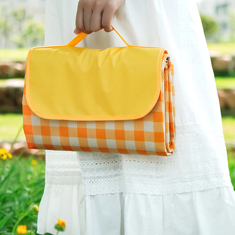 

Ins Picnic Mat Plaid Camping Hiking Mat Portable Waterproof Beach Blanket Outdoor Dustproof Mat Korean Style Folding Camping Mat
