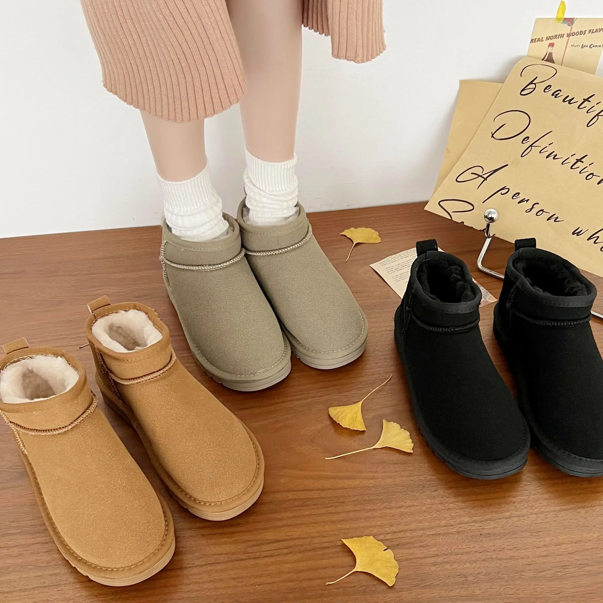 

Женские зимние ботинки на толстой подошве, новый зимний стиль 2022, теплые Нескользящие хлопковые ботинки на толстой подошве