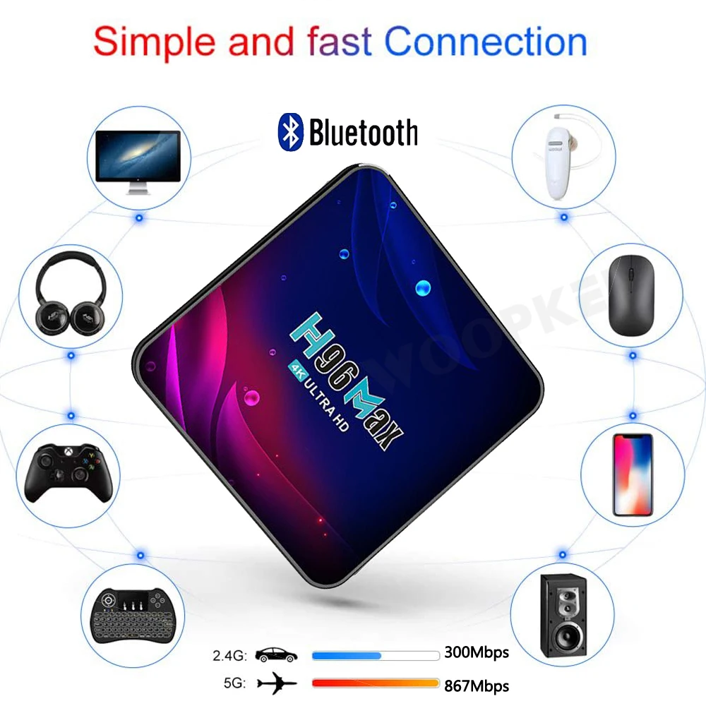 ТВ-приставка Woopker H96 Max V11 Rockchip RK3318 Android 11 Двойной Wi-Fi 2 4 ГГц/телефон BT 0 4K HDR 10 |