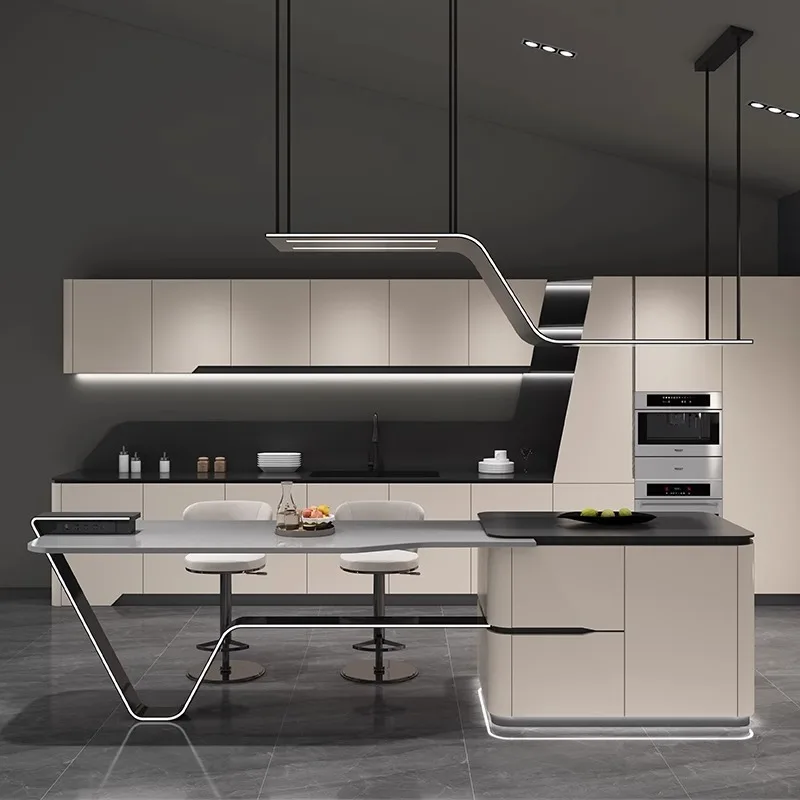 Обеденный стол Gaoding Island интегрированный с выдвижным направляющим столом из