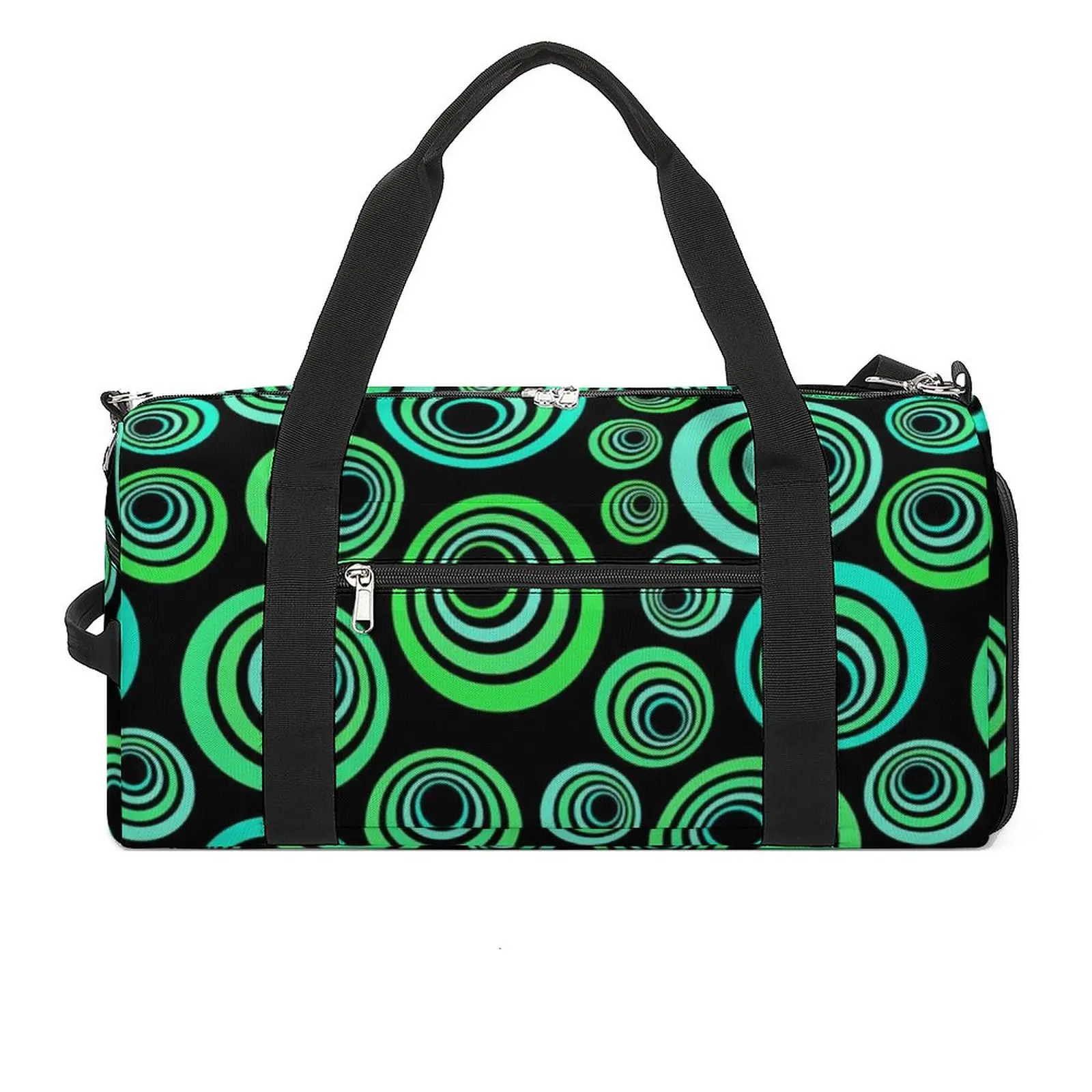 

Gym Bag Blue And Green Circles Sports Bag with Shoes 60S and 70S Pop Art Waterproof Design Handbag Funny Training Fitness Bag