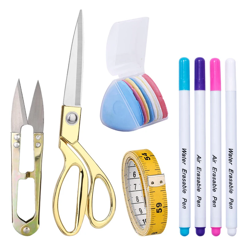 SHWAKK Professional Embroidery Sewing Scissors With Tailor Chalk Marker Pen For Fabric Cloth Scissors Craft Needlework Shears