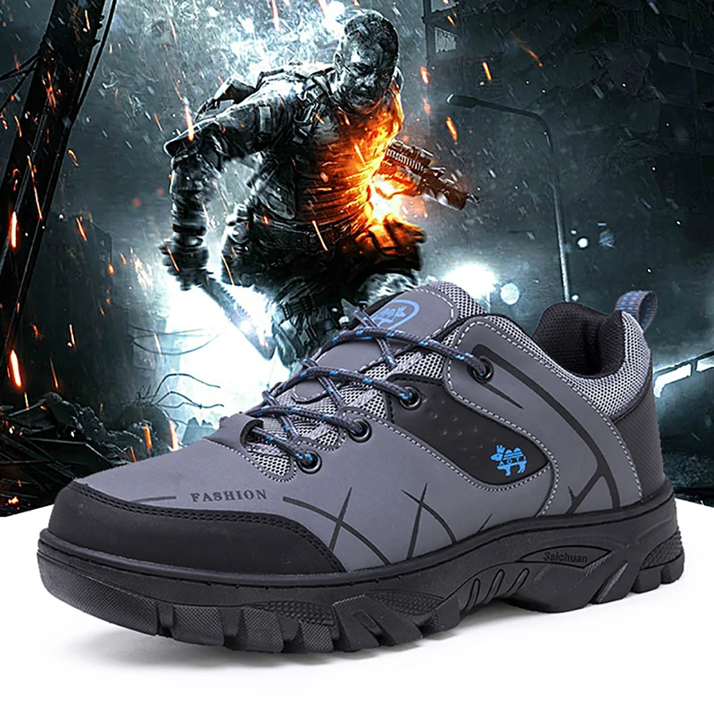 Men's Leather Hiking Shoes Waterproof Winter Hiking Shoes Men's High-end Designer Outdoor Safety Sneakers Men