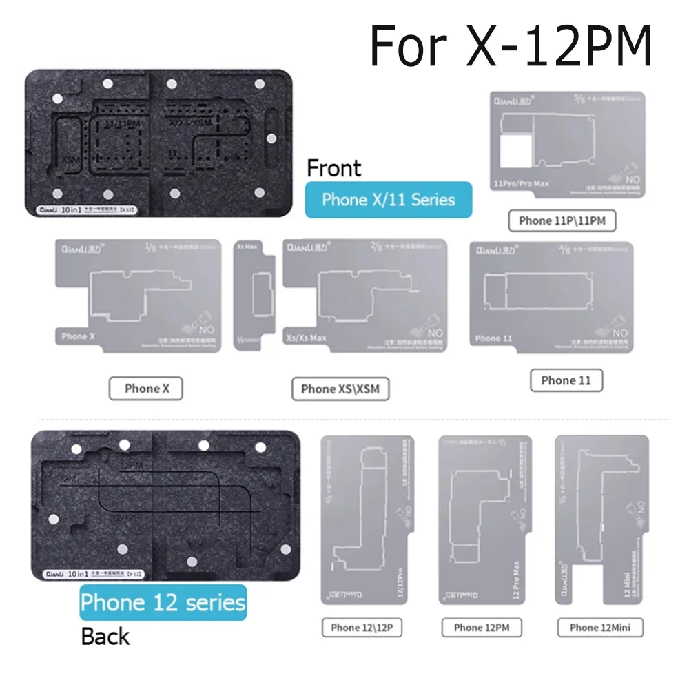 QianLi Middle Layer Board Plant Tin Platform BGA Reballing Stencil Kit for iPhone 11 12 13 PRO Mini X XR XS MAX Repair Tools