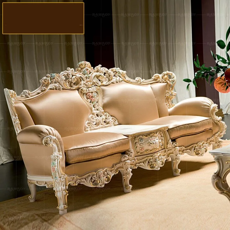 

Европейский стиль, твердая древесина, искусственная кожа, окрашенная мебель из французской ткани, гостиная, дворец, Вилла класса люкс
