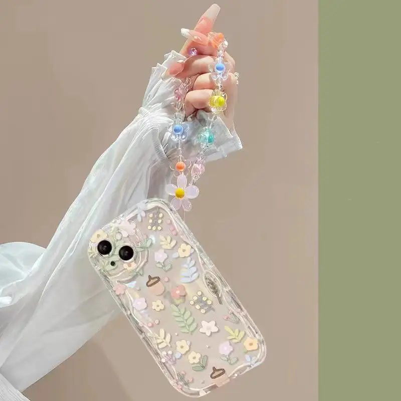Чехол для телефона с 3D цветочной жемчужной цепочкой Xiaomi Redmi Note 12 4G 9 8 11 10 13 Pro Plus 11S 12S