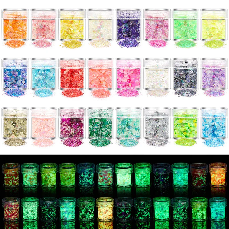 

Glowing Powder Sequins For Epoxy Mold Slime Nail Hair Face Glitter Resin Filling Decoration Craft Jewelry Materials Accessories