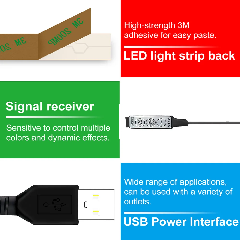 Светодиодная лента 5050 подсветсветильник для телевизора 5 В usb rgb светодиодная 1-5 м