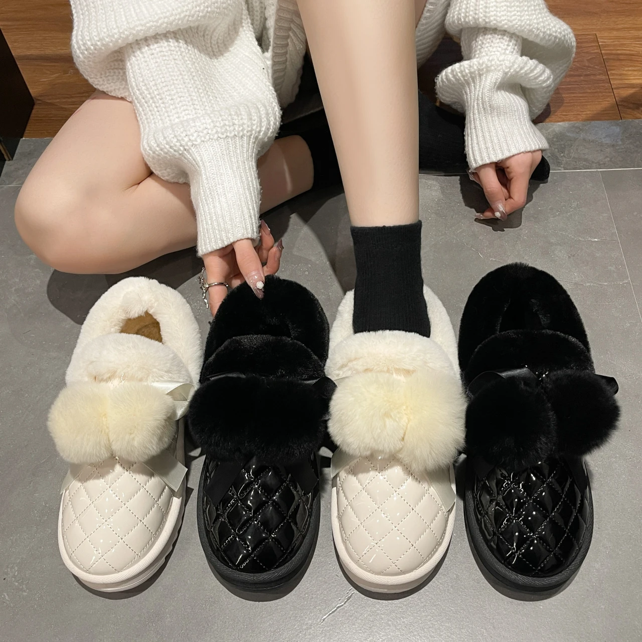 

Shoes Woman Flats Modis Low Heels Round Toe Dress 2022 Winter New Short Plush Rubber Basic Canvas Rome Ankle Fabric Slip-On Lace