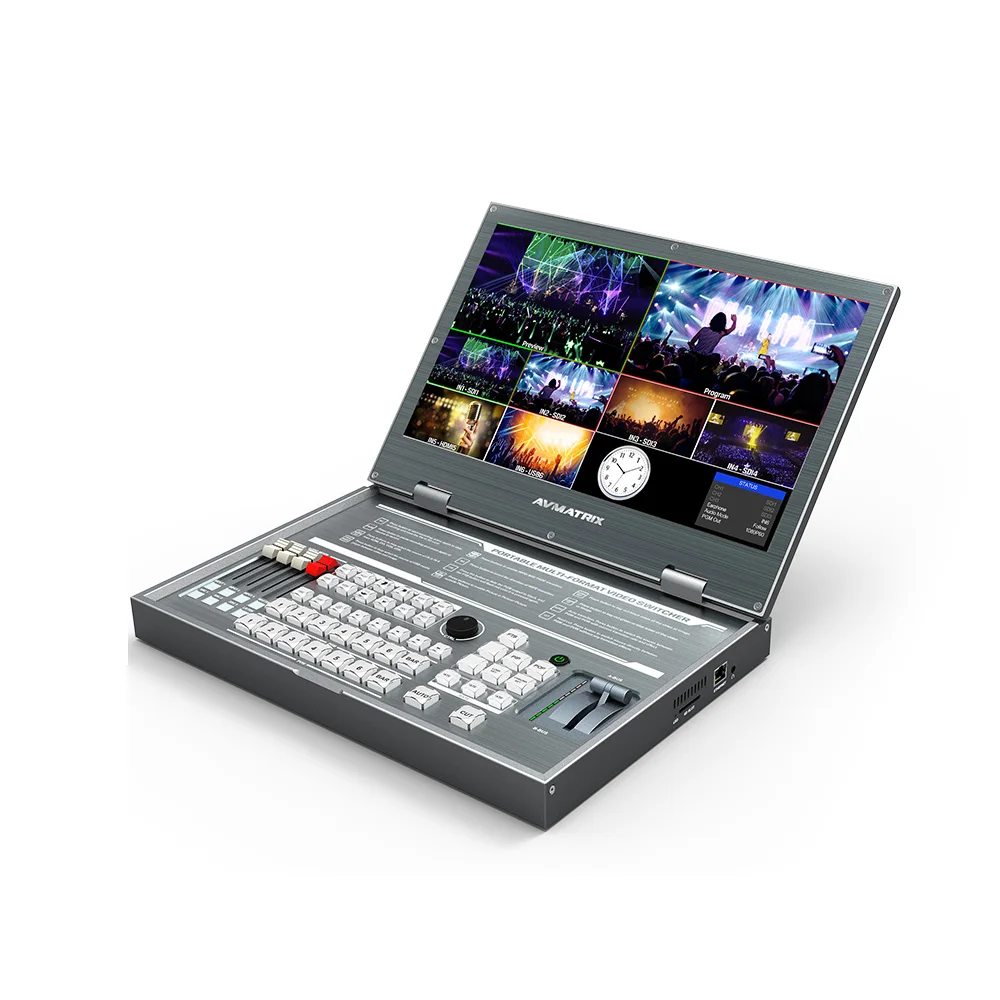 

Portable design with 15.6 inch FHD LCD display multiformat video switcher