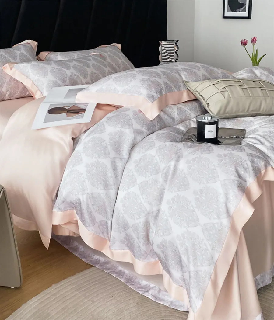 Европейский Винтажный Комплект постельного белья в стиле барокко синего цвета