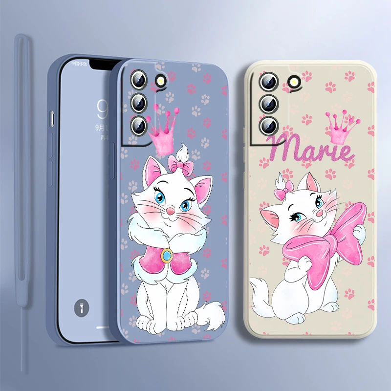 

Cartoon Marie Cat For Samsung Galaxy S23 S22 S21 S20 S10 S9 Ultra Plus Pro FE Liquid Rope Silicone Soft Phone Case Coque Capa