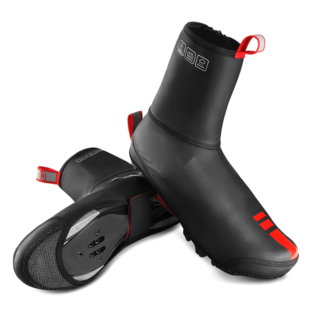 

1 Pair Bike Shoe Covers Cycling Overshoes PU Leather Waterproof Reflecetive Piece For Winter