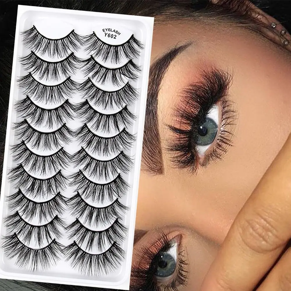 

10Pairs Women Beauty Fluffy Dramatic Eye Makeup False Eyelashes 3D Mink Lashes Natural Long Faux Mink