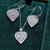 womens love heart shaped pendant earrings necklace jewelry set