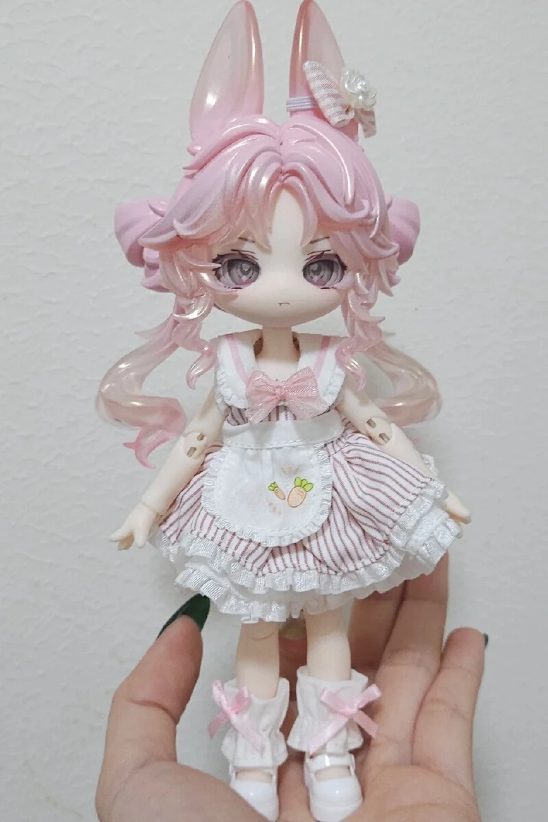 Фото Немедленные куклы 1/12bjd, годовая годовщина, двойной кролик, персик, улун и морская соль, молочная крышка, подвесная карта, кавайные игрушки, подарки №2