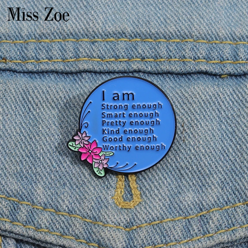 Тисненые Значки Я Достой Индивидуальные Броши Сделай Сам Позитивные Украшения