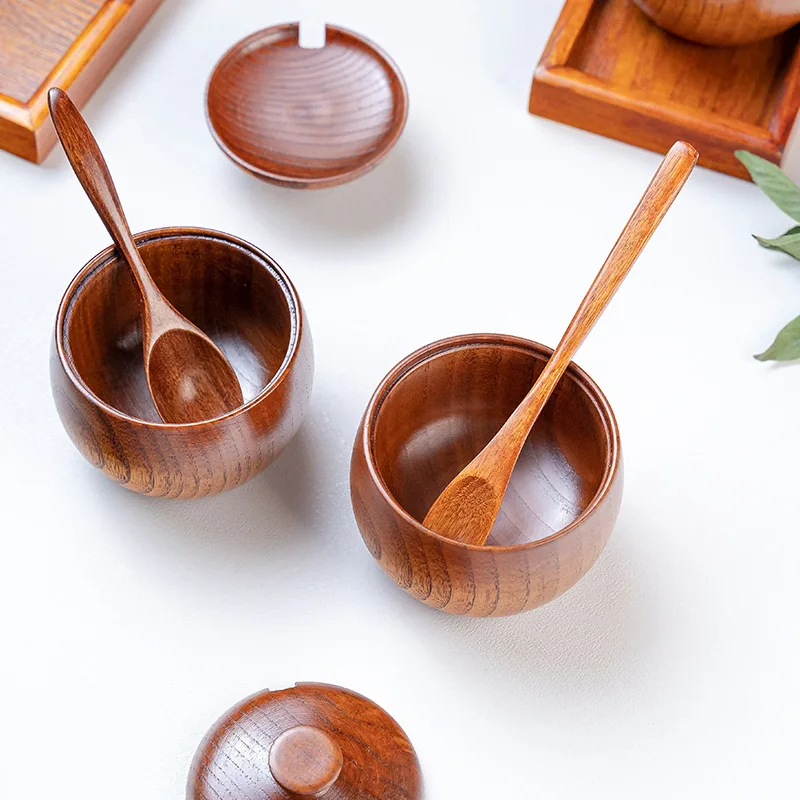 

Japanese vintage wooden spice jar sour date wood seasoning box solid wood with lid home kitchen salt shaker manufacturers wholes