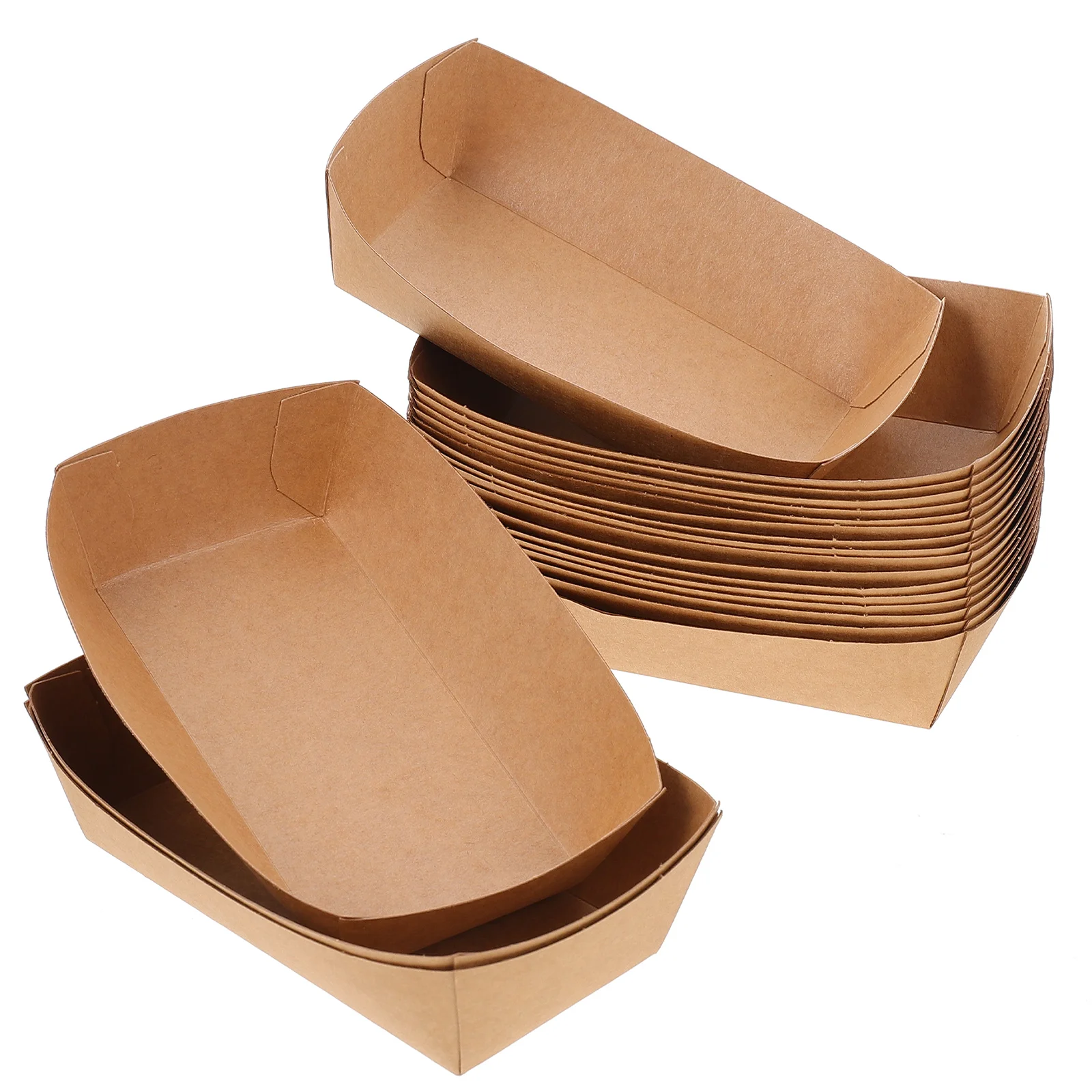 

100Pcs Kraft Paper Tray Take Out Serving Boats Baskets Trays for Party Snacks Hot and Popcorn Nachos French Fries Tacos