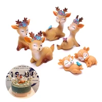 cute figurine animal sika deer baking cake topper decoration miniatures fairy garden ornament craft decoraciones de pastel