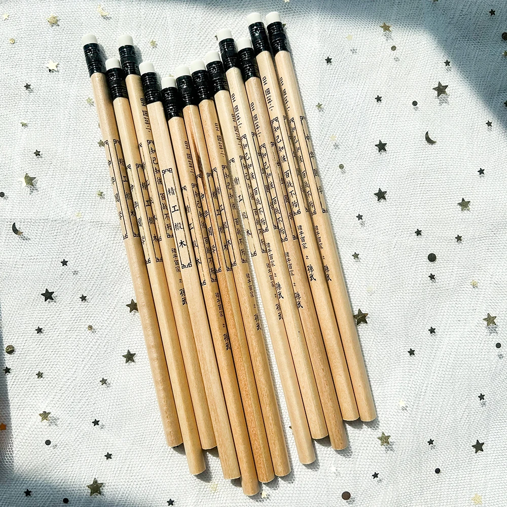 72 шт. деревянные карандаши в китайском стиле с белыми ластиками треугольный