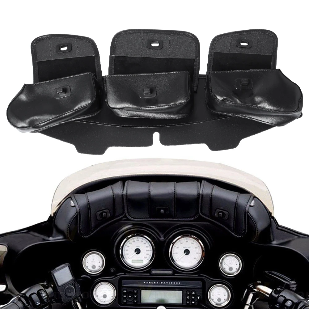 

3-Pocket Windshield Batwing Fairing Pouch Bag for Harley Electra Glide Touring FLHX FLHT FLHXS FLHTK FLHTCU 1996-2013