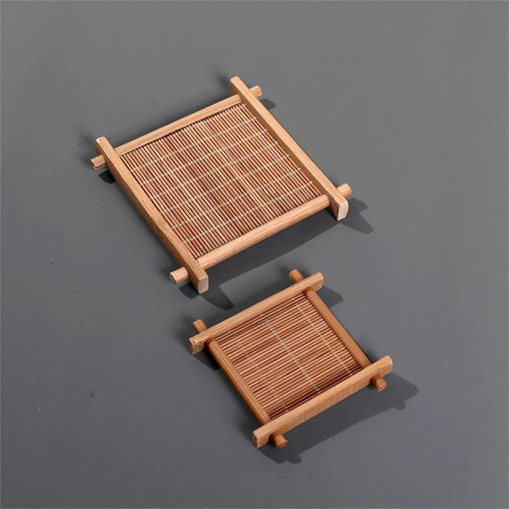

For Coffee Tea Mug Heat Insulation Pad Square Placemats Tea Ceremony Accessories Kitchen Accessories Wooden Wooden Saucer Bamboo