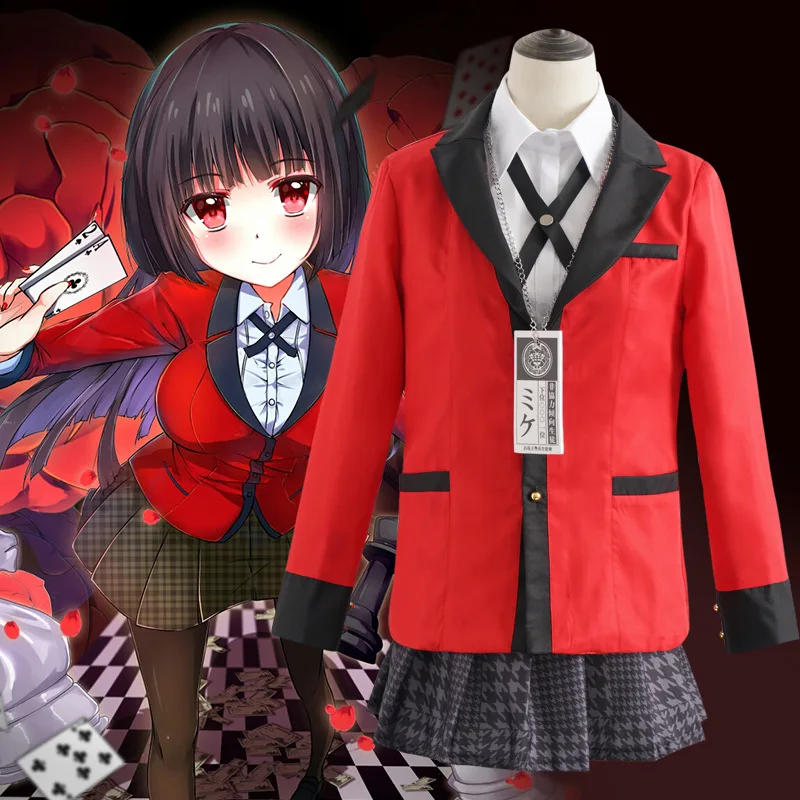 

Полный комплект, униформа Kakegurui Jabami Yumeko Yomozuki Runa для японских школьниц, костюм для косплея, пальто для взрослых и детей, парик блонд, Хэллоуин