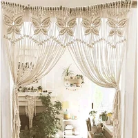 Hand-woven Flower Crochet Macrame Curtains For Door Tapestry Wall Hanging Boho Decoration Bohemia Wedding Backdrop Tapestry