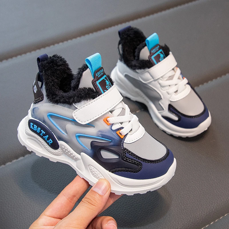 New Winter Girls Shoes Children Plush Cotton Shoes Thick Sole Non-slip Casual Children Girls Sneakers Kids Outdoor Running Shoes