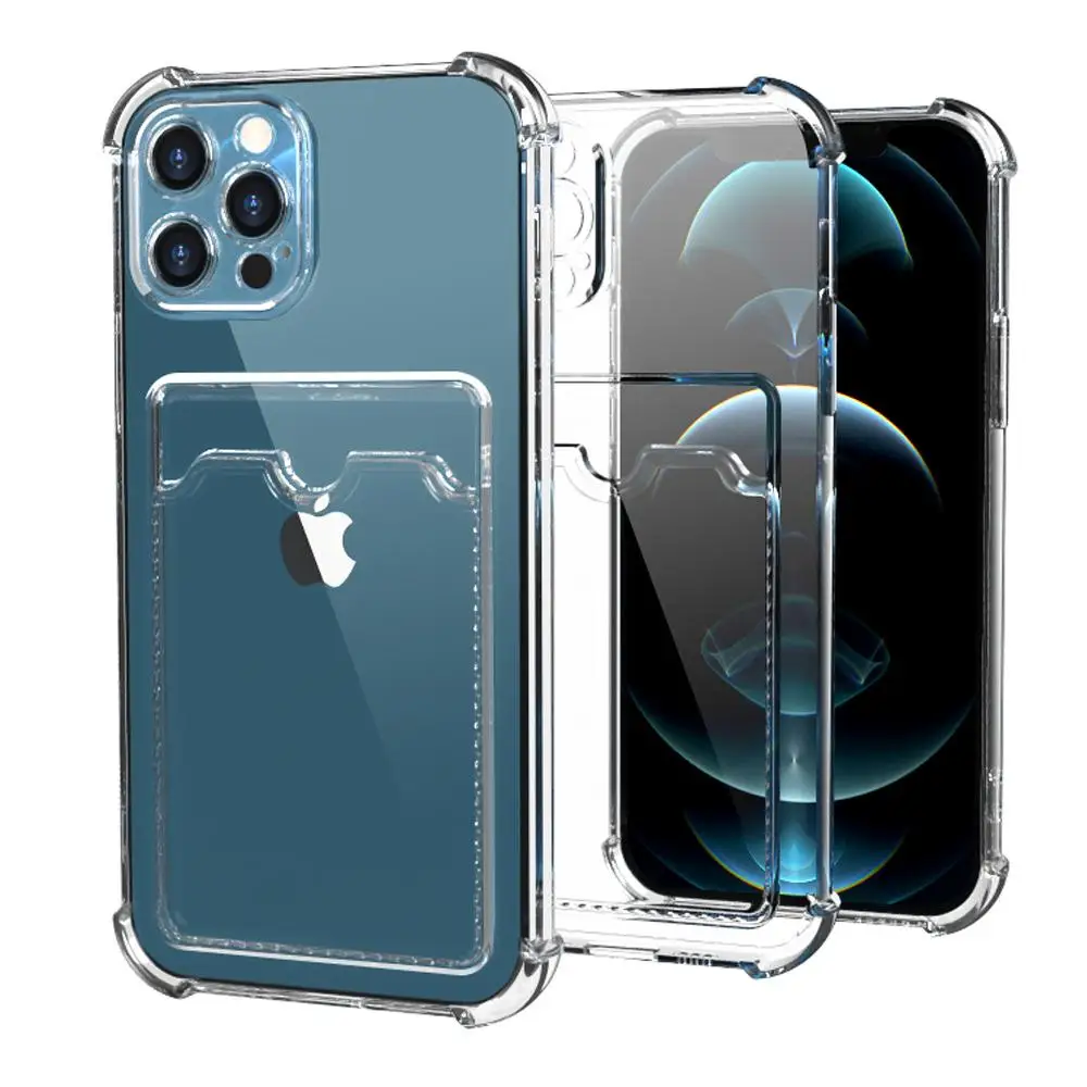 

Transparent Soft TPU Wallet Case for iPhone 13 12 11 Pro Max 13 12 Mini XS Max X XR 7 8 Plus Shockproof Protection Card Cover