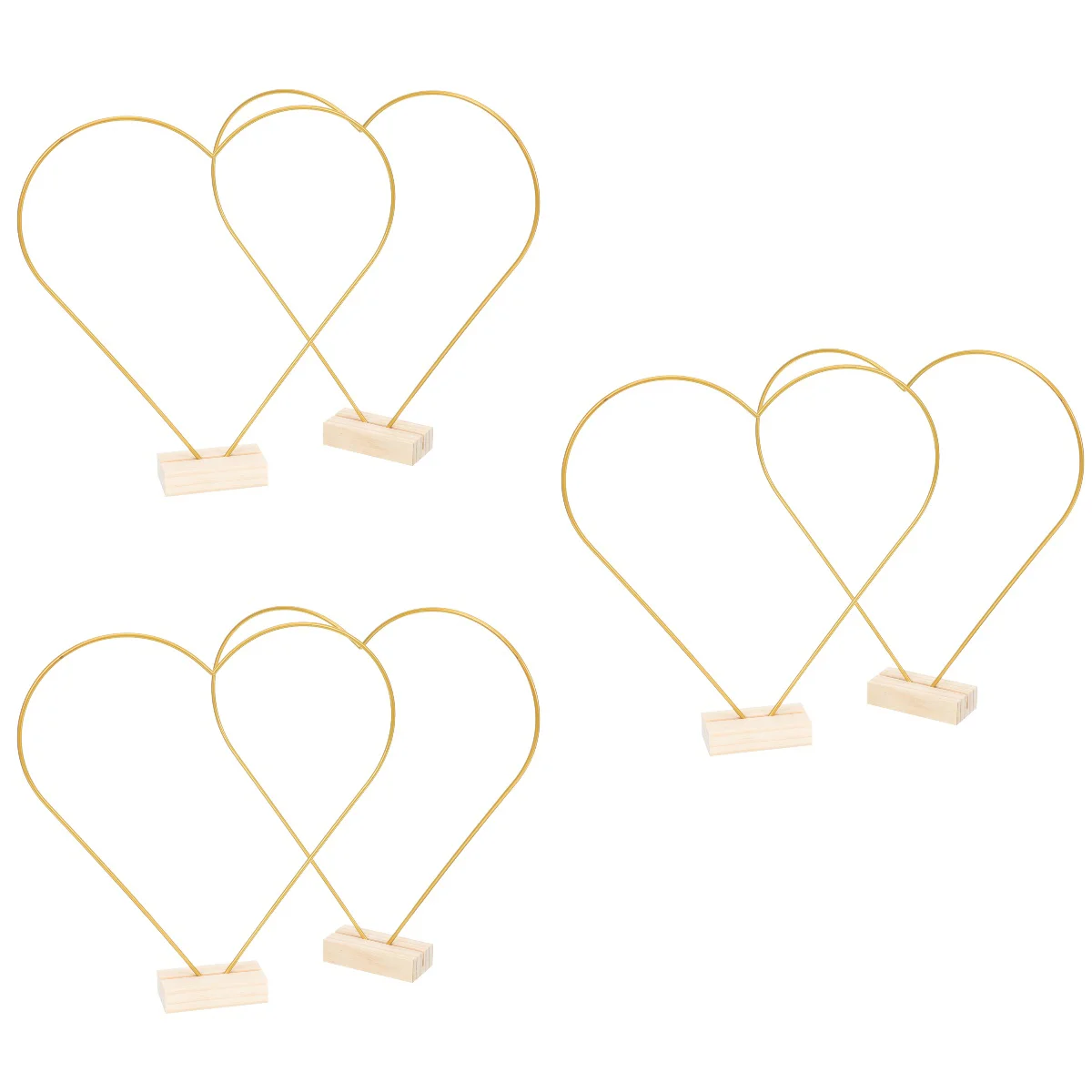 

6 Sets Centerpiece Heart Shape With Wooden Base Decor Wreath Hoops Dream Catcher Rings for Wedding Birthday