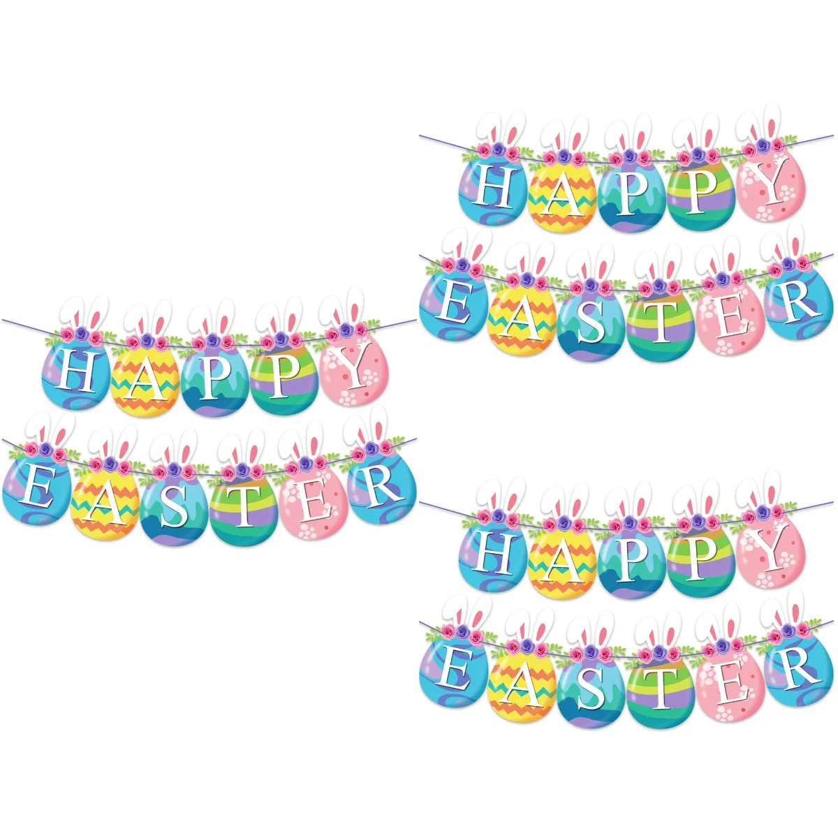 

Easter Banner Decorations Hanging Decor Bunny Sign Decoration Farmhouse Mantle Bunting Gift Kids Garland Eggs Burlap Egg Pendant