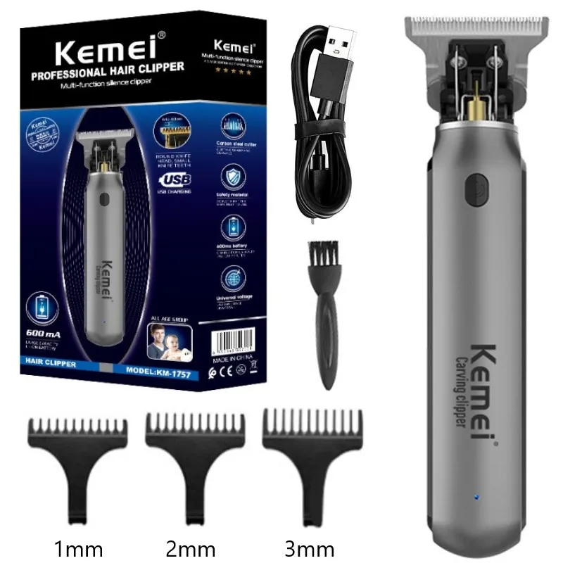 Kemei 1757 Hair Clippers Men Beard Trimmer Zero Gapped T-Bla