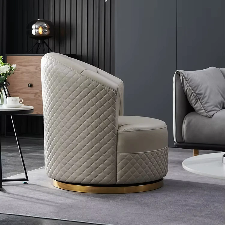 Фото Стулья для гостиной Factory Direct Argyle Кожа из микрофибры Круглая вращающаяся мебель для гостиной Удобный подлокотник Aset Acc №2