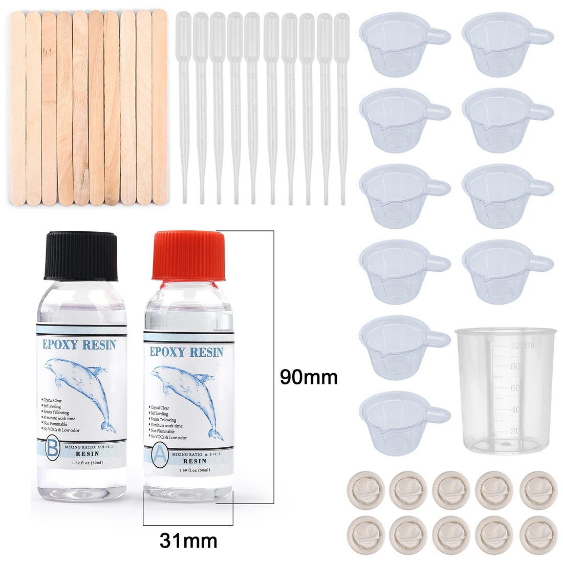 

1:1AB Epoxy Resin Glue Kit For Jewelry Pendant Silicone Mold Make High Adhesive Clear Crystal Resin Glue Set With Tool Accessory