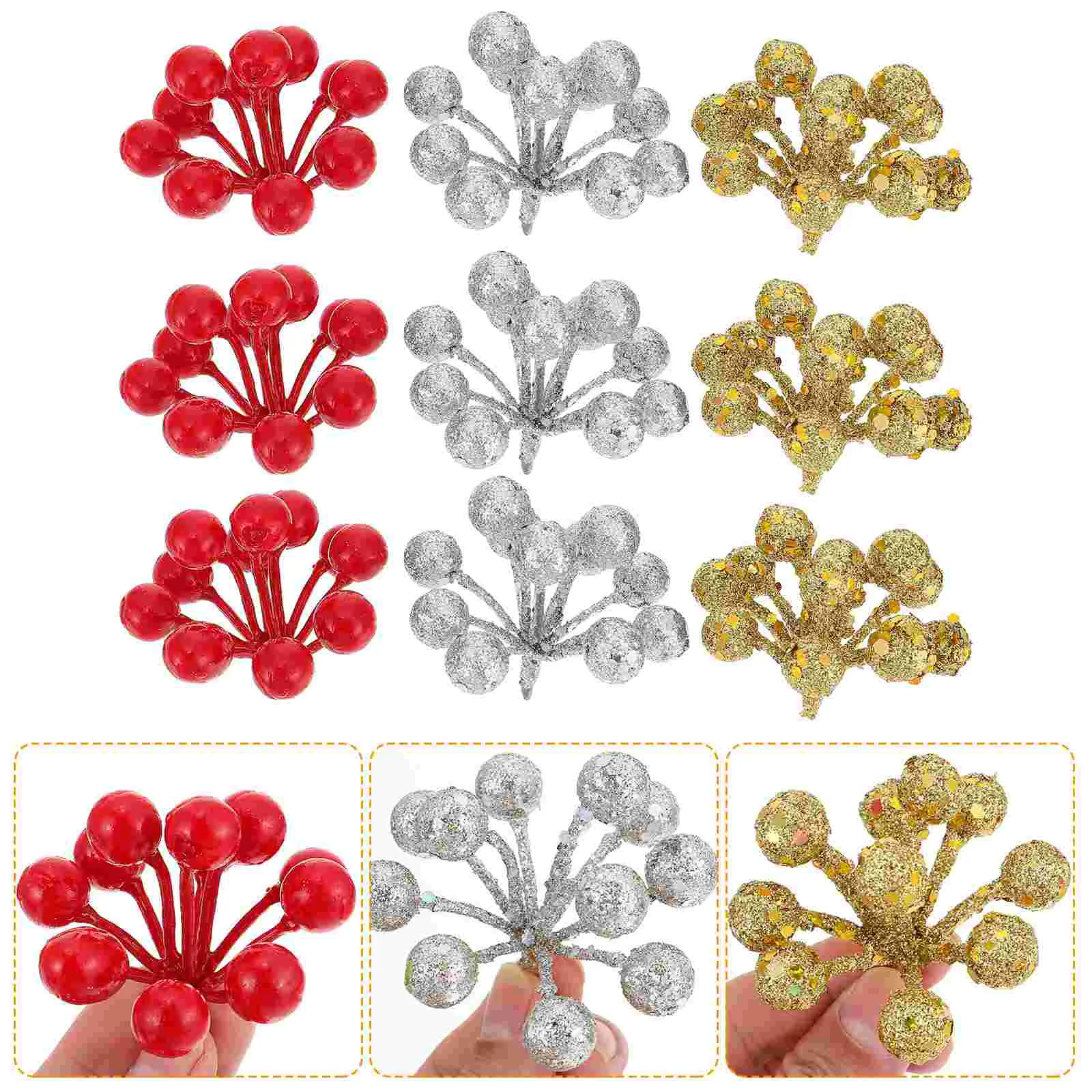 

24Pcs Glitter Simulation Fruits Branches Stems Christmas Crafts Accessory Decor