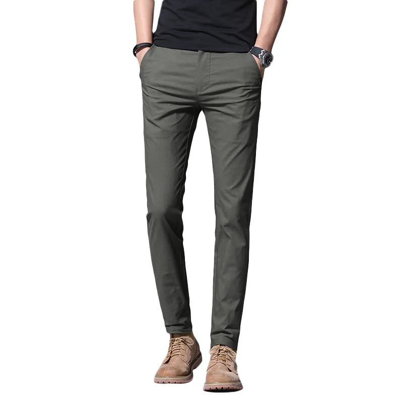 Мужские брюки-джоггеры из хлопка повседневные облегающие классические брюки