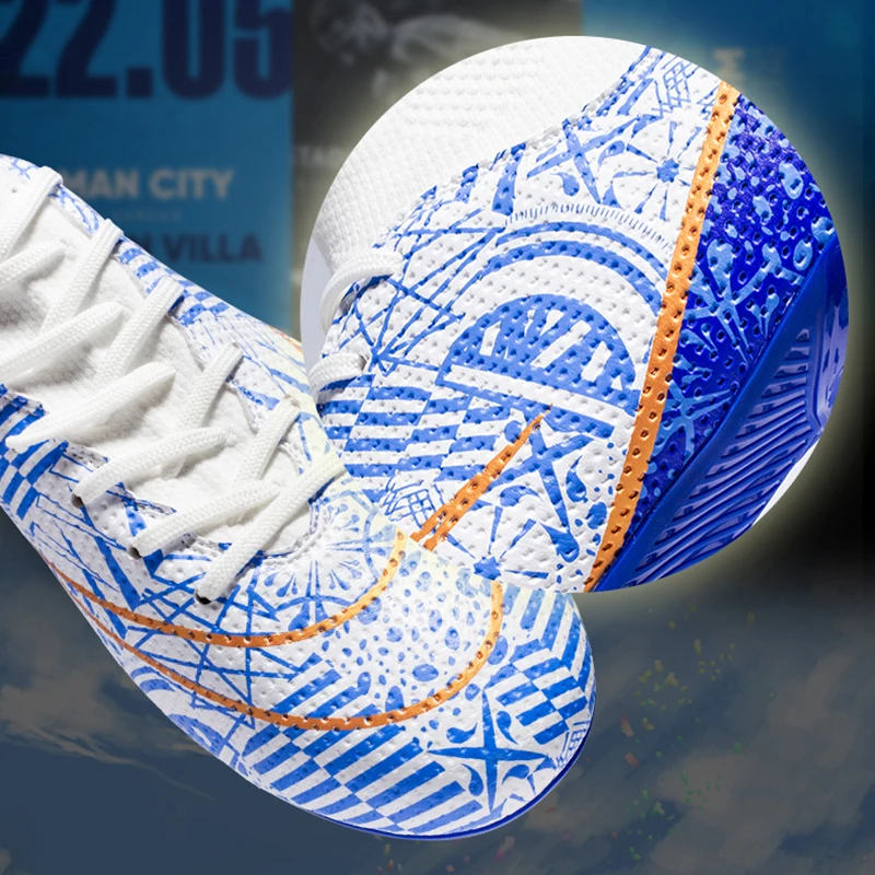 Men Football Shoes KidsTF/FG High Ankle Soccer Boots Outdoors Wear Resistant Cleat Grass Training Trend Women's Welt Sneakers