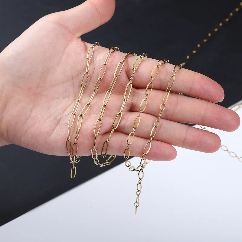 Stainless Steel Circle Oval Link Chain Necklace O-shaped Link Chain Fine Chain for Jewelry Making DIY Necklace Bracelet Chain 1M